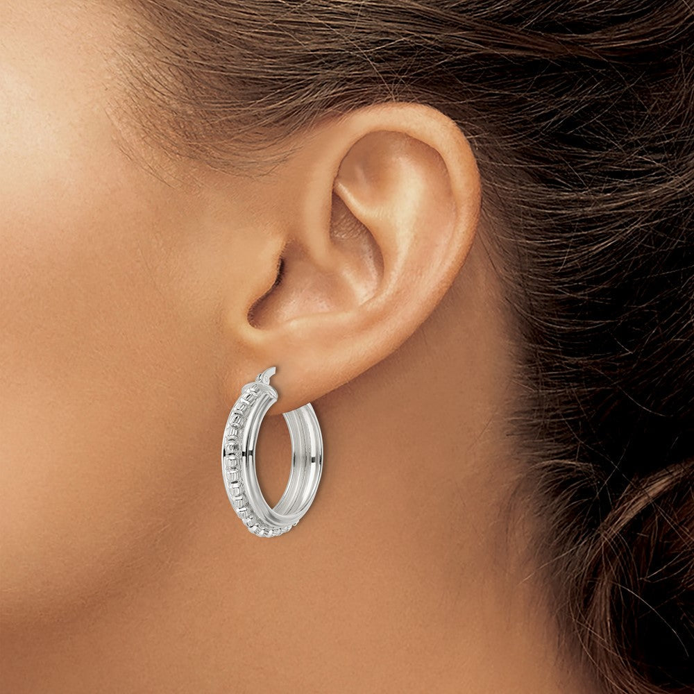 Sterlingsilber Poliert und Diamantiert Gekugelt Creolen