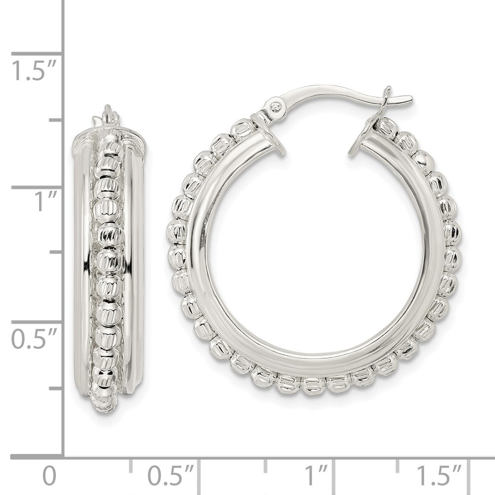 Sterlingsilber Poliert und Diamantiert Gekugelt Creolen