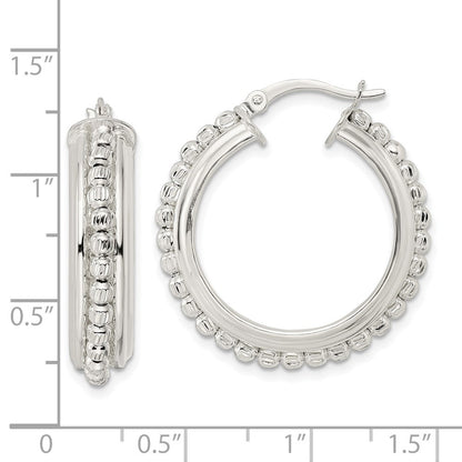 Sterlingsilber Poliert und Diamantiert Gekugelt Creolen