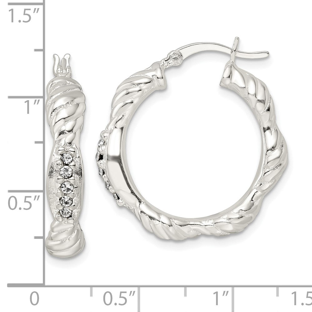 Sterlingsilber Zirkonia Gedreht Gewellt Creolen