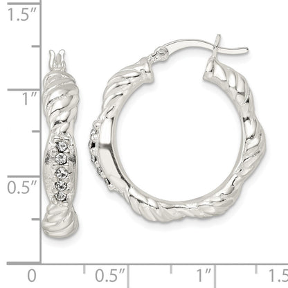 Sterlingsilber Zirkonia Gedreht Gewellt Creolen