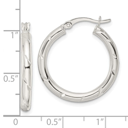 Sterlingsilber Poliert Diamantiert Kreis Creolen