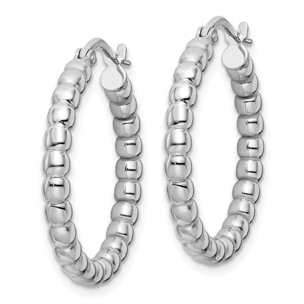 Sterlingsilber Rhodiniert Poliert 3mm Gekugelt Creolen