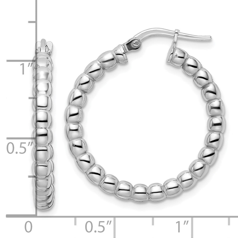 Sterlingsilber Rhodiniert Poliert 3mm Gekugelt Creolen