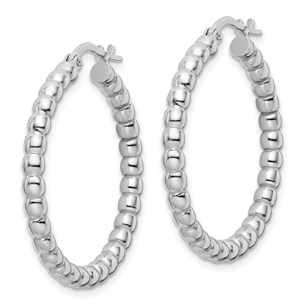 Sterlingsilber Rhodiniert Poliert 3mm Gekugelt Creolen