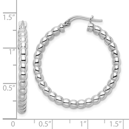 Sterlingsilber Rhodiniert Poliert 3mm Gekugelt Creolen