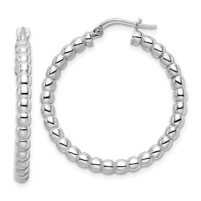 Sterlingsilber Rhodiniert Poliert 3mm Gekugelt Creolen