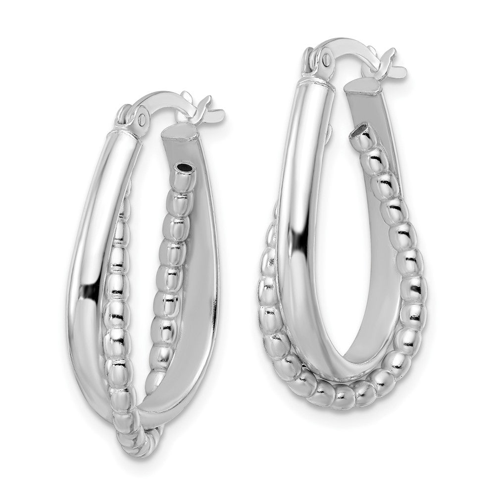 Sterlingsilber Rhodiniert Poliert Doppelt Oval Creolen