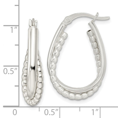Sterlingsilber Rhodiniert Poliert Doppelt Oval Creolen