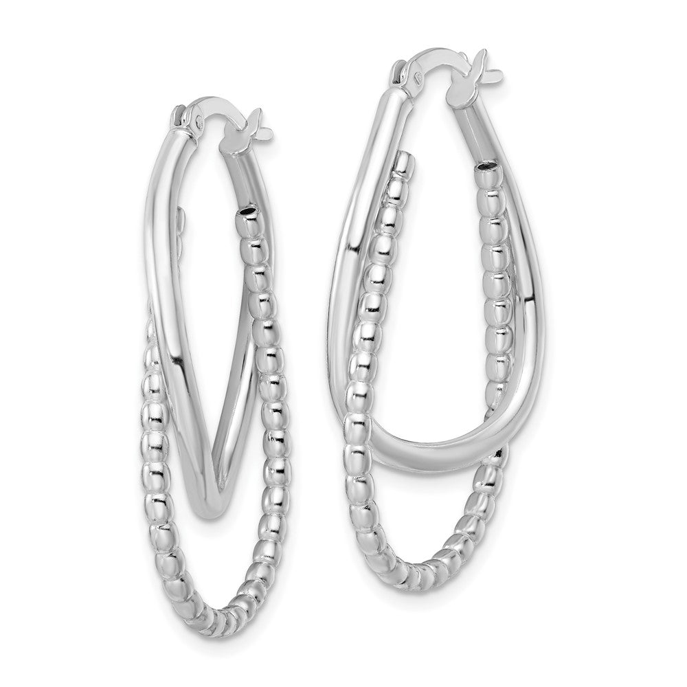 Sterlingsilber Rhodiniert Poliert Doppelt Oval Creolen