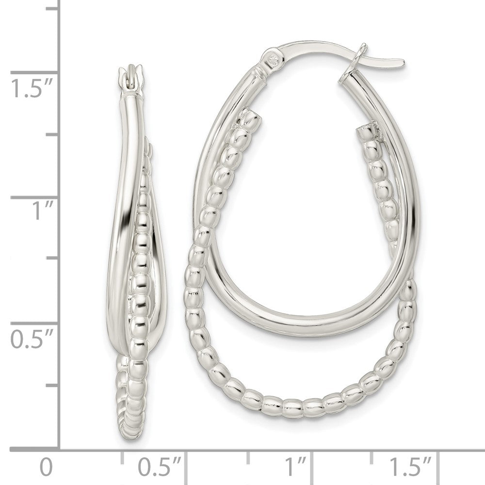 Sterlingsilber Rhodiniert Poliert Doppelt Oval Creolen