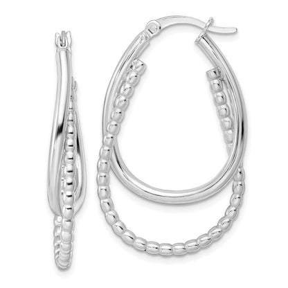 Sterlingsilber Rhodiniert Poliert Doppelt Oval Creolen