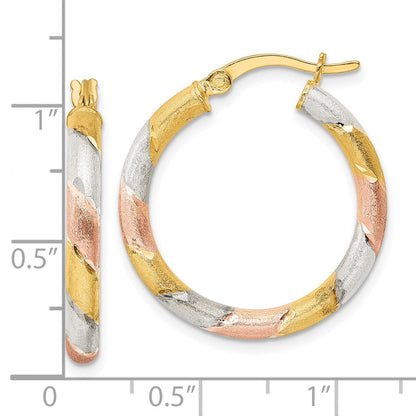 Sterlingsilber Gold und Roséfarben Diamantiert Kreis Creolen
