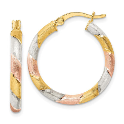 Sterlingsilber Gold und Roséfarben Diamantiert Kreis Creolen