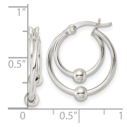Sterlingsilber Poliert Doppelt Kreis Gekugelt Creolen