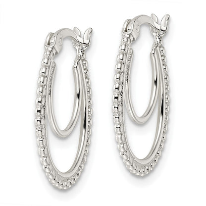 Sterlingsilber Gekugelt Doppelt Oval Creolen
