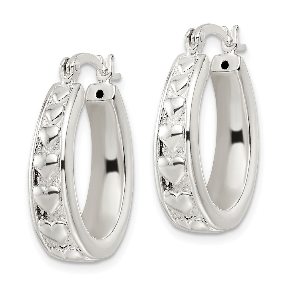 Sterlingsilber Poliert Herz Oval Creolen