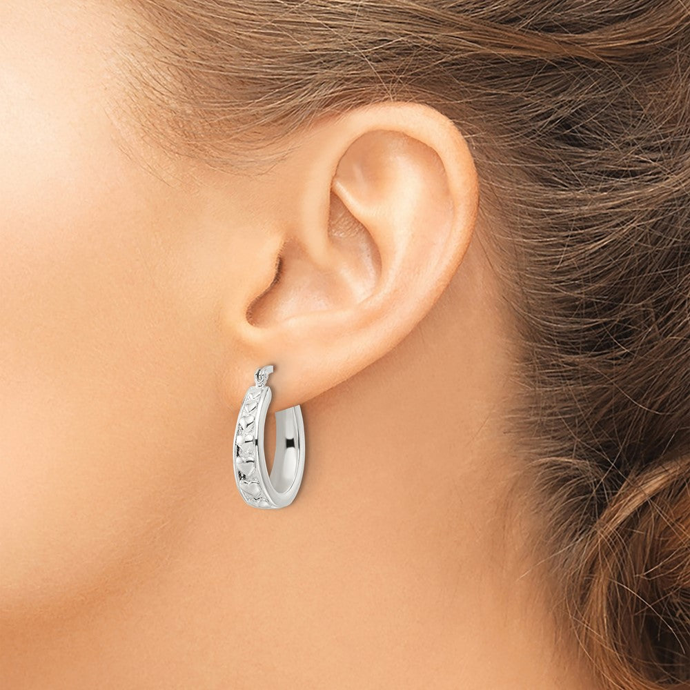 Sterlingsilber Poliert Herz Oval Creolen