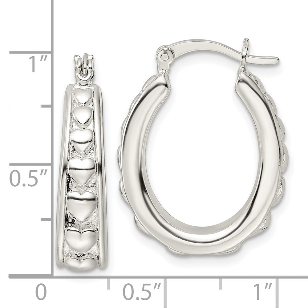 Sterlingsilber Poliert Herz Oval Creolen