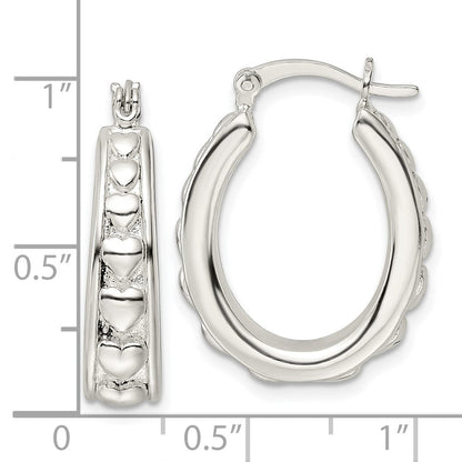Sterlingsilber Poliert Herz Oval Creolen