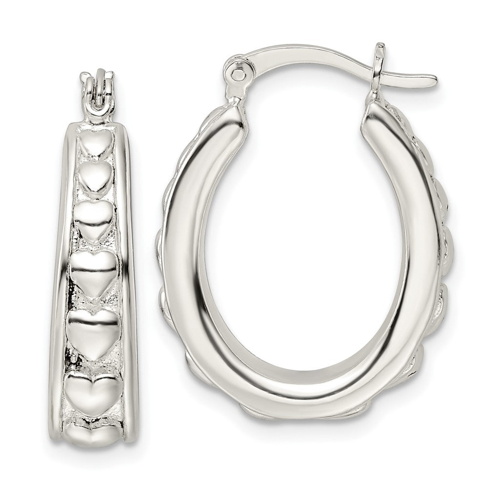 Sterlingsilber Poliert Herz Oval Creolen