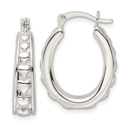 Sterlingsilber Poliert Herz Oval Creolen