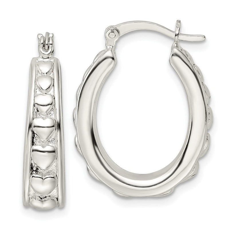 Sterlingsilber Poliert Herz Oval Creolen