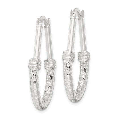 Sterlingsilber Poliert Fantasie Oval Creolen