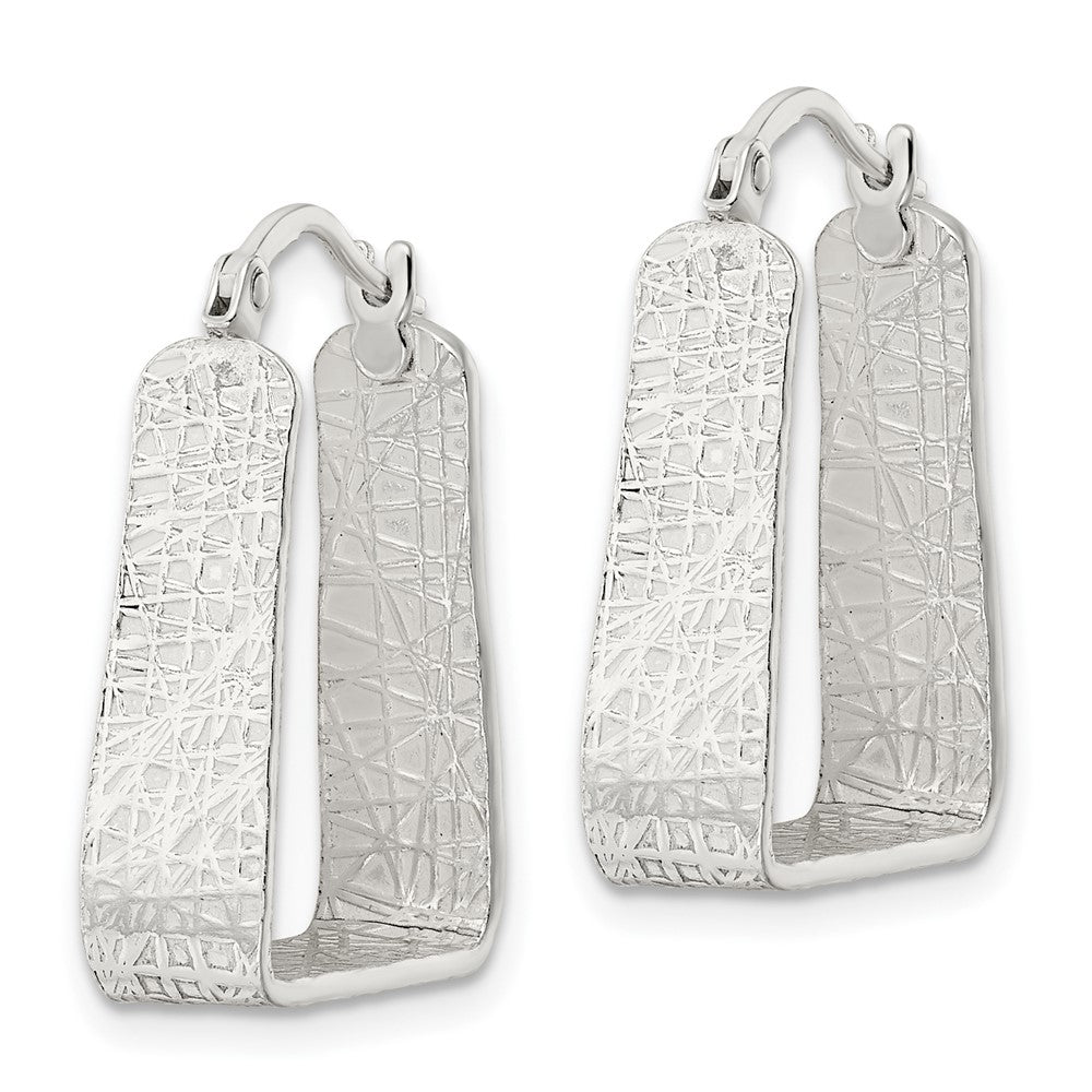 Sterlingsilber Rhodiniert Poliert/textured 5.5mm Quadratisch Creolen