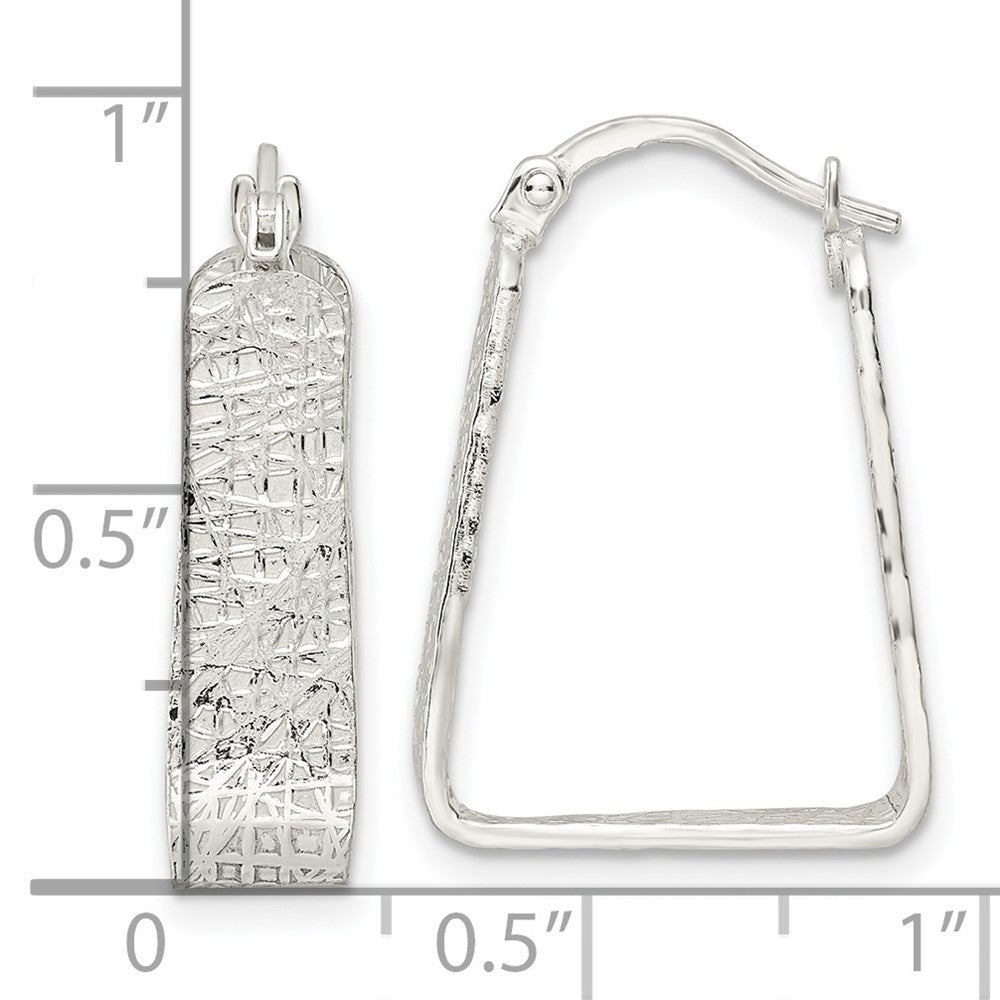 Sterlingsilber Rhodiniert Poliert/textured 5.5mm Quadratisch Creolen
