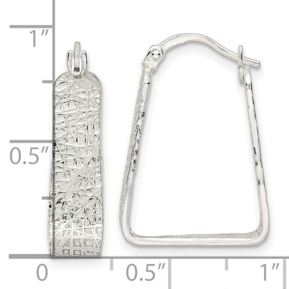 Sterlingsilber Rhodiniert Poliert/textured 5.5mm Quadratisch Creolen