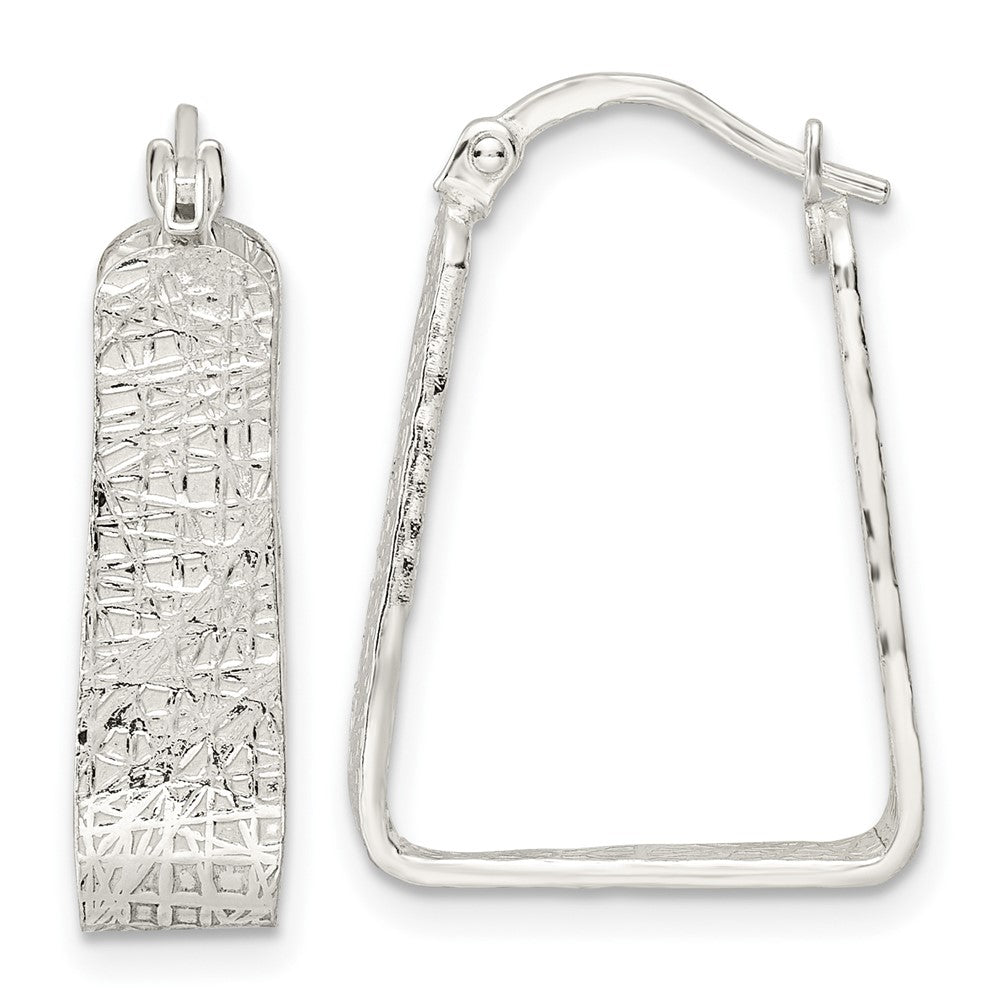 Sterlingsilber Rhodiniert Poliert/textured 5.5mm Quadratisch Creolen