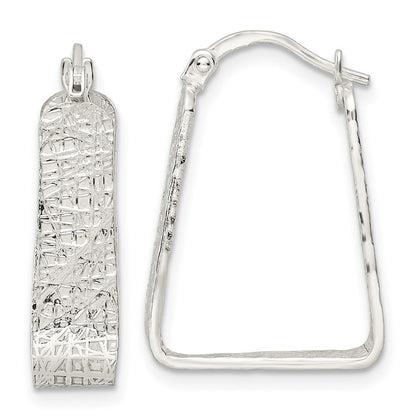 Sterlingsilber Rhodiniert Poliert/textured 5.5mm Quadratisch Creolen