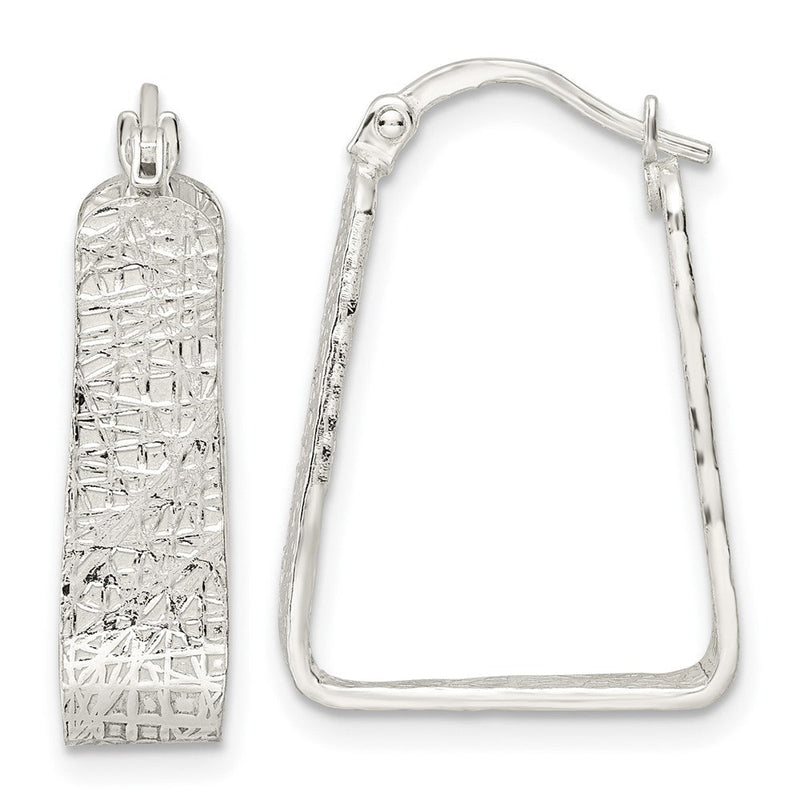 Sterlingsilber Rhodiniert Poliert/textured 5.5mm Quadratisch Creolen