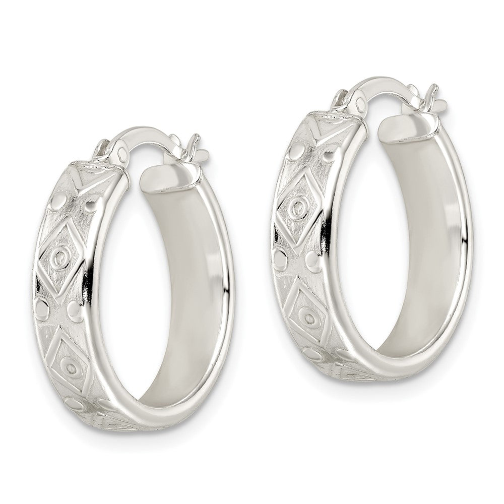 Sterlingsilber Poliert Geometric Design 5.25mm Rund Creolen