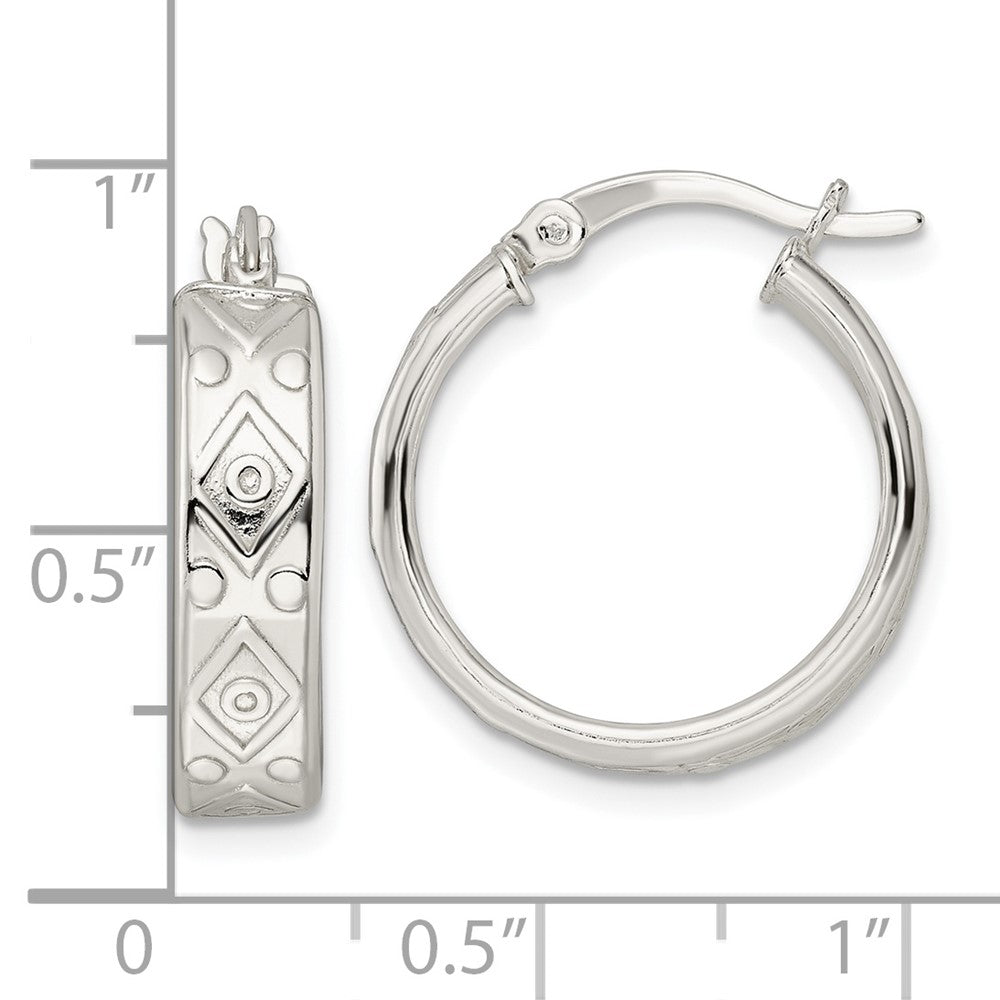 Sterlingsilber Poliert Geometric Design 5.25mm Rund Creolen