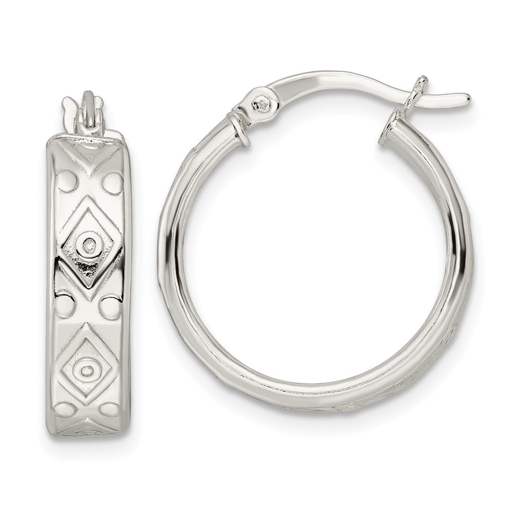 Sterlingsilber Poliert Geometric Design 5.25mm Rund Creolen