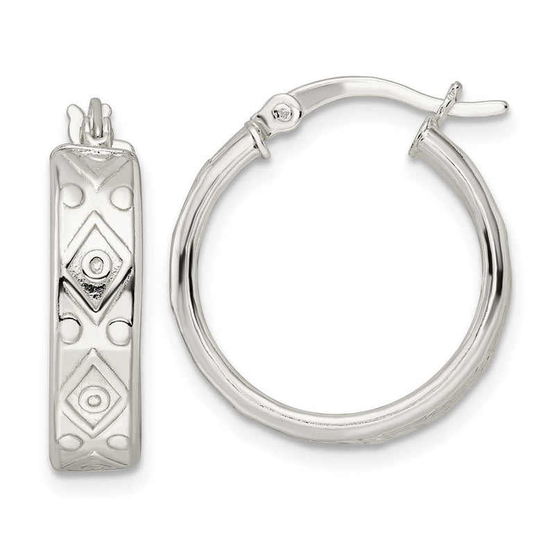 Sterlingsilber Poliert Geometric Design 5.25mm Rund Creolen