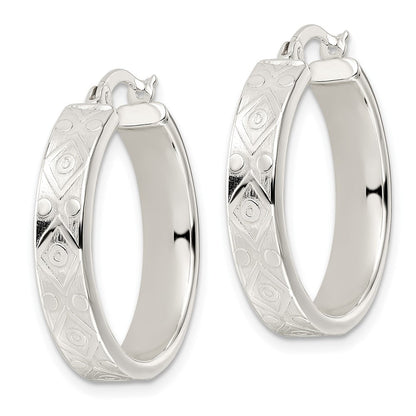 Sterlingsilber Poliert Geometric Design 5.25mm Rund Creolen