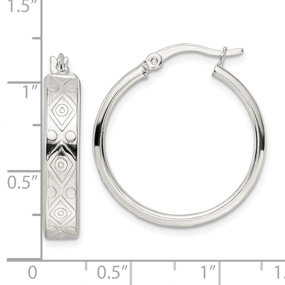 Sterlingsilber Poliert Geometric Design 5.25mm Rund Creolen
