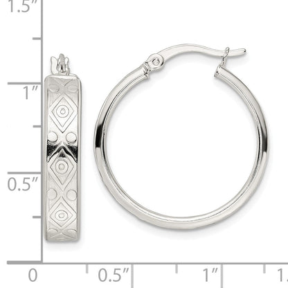 Sterlingsilber Poliert Geometric Design 5.25mm Rund Creolen