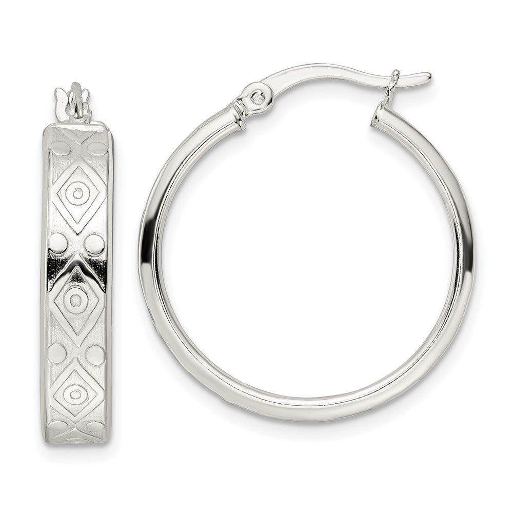 Sterlingsilber Poliert Geometric Design 5.25mm Rund Creolen