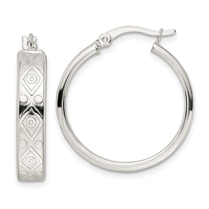 Sterlingsilber Poliert Geometric Design 5.25mm Rund Creolen