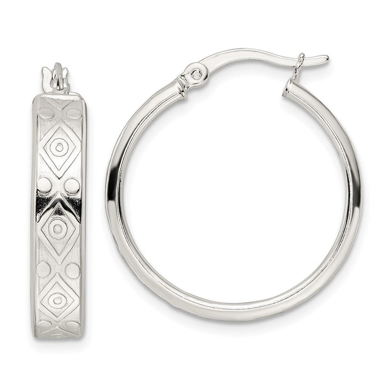 Sterlingsilber Poliert Geometric Design 5.25mm Rund Creolen