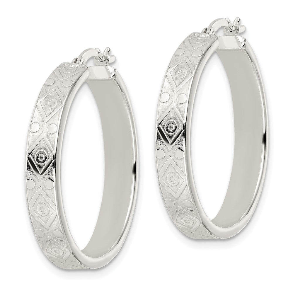 Sterlingsilber Poliert Geometric Design 5.25mm Rund Creolen