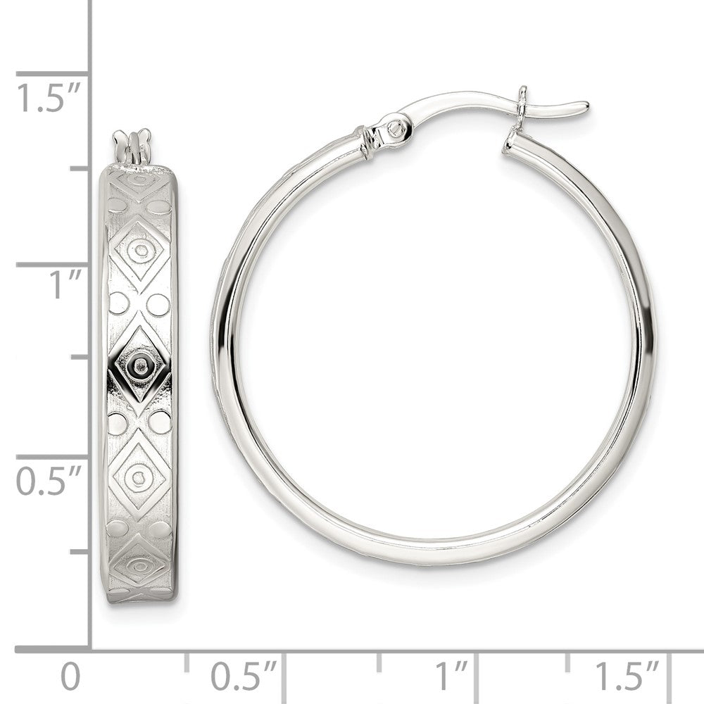 Sterlingsilber Poliert Geometric Design 5.25mm Rund Creolen
