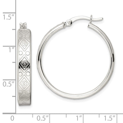 Sterlingsilber Poliert Geometric Design 5.25mm Rund Creolen