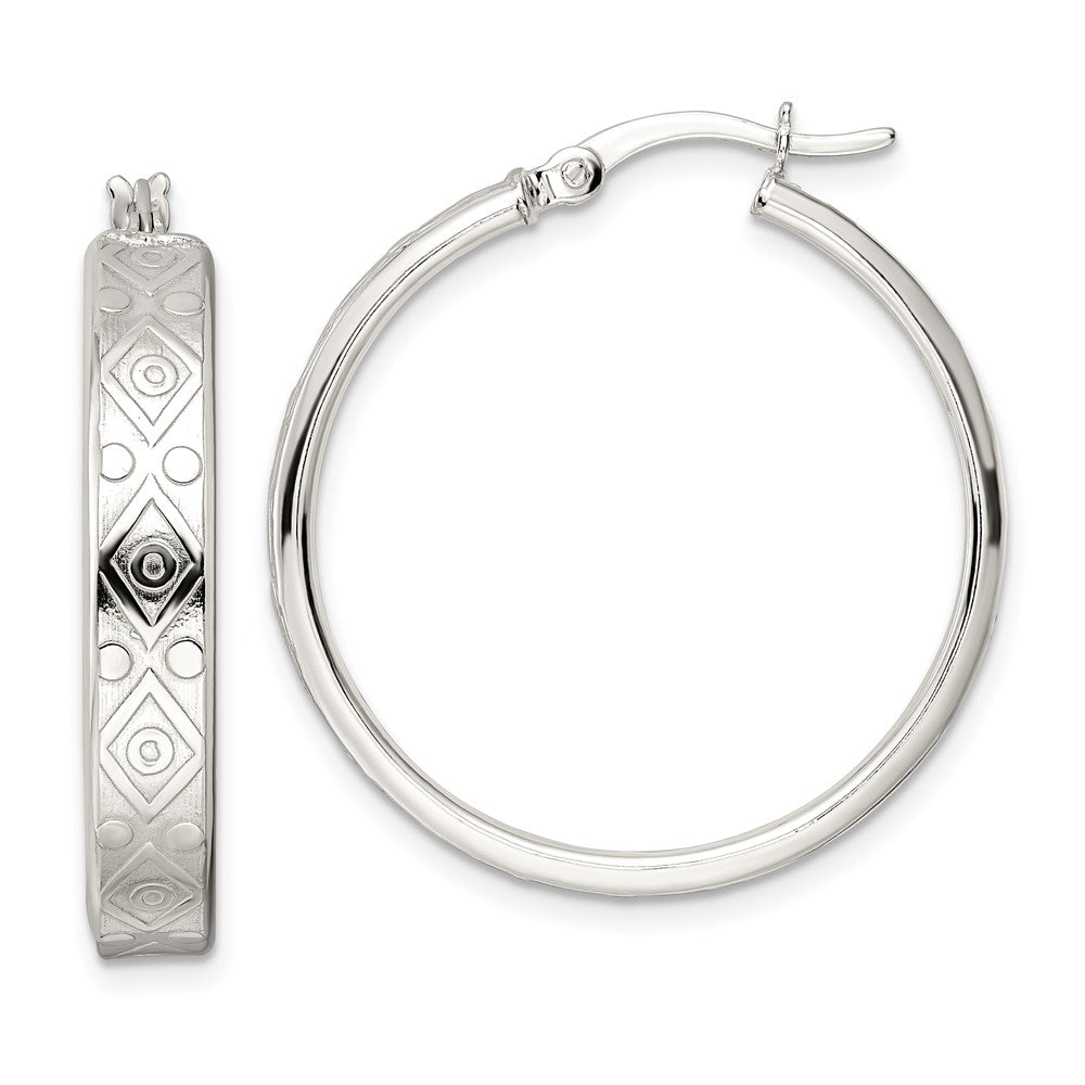 Sterlingsilber Poliert Geometric Design 5.25mm Rund Creolen