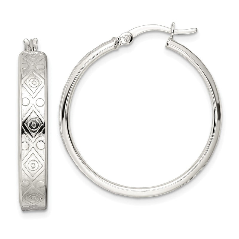 Sterlingsilber Poliert Geometric Design 5.25mm Rund Creolen