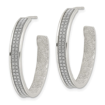 Sterlingsilber 4.5x30mm Stoff Glitzer Creole Ohrstecker
